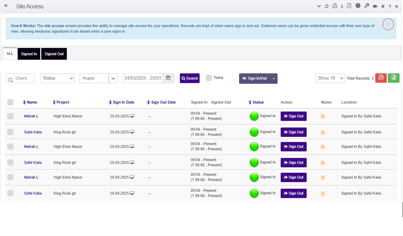 Construction Site Access